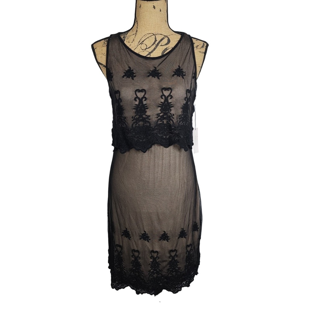 NWT Tart Collections Colby Dress L Black Mesh Lace Overlay Whimsigoth Flapper